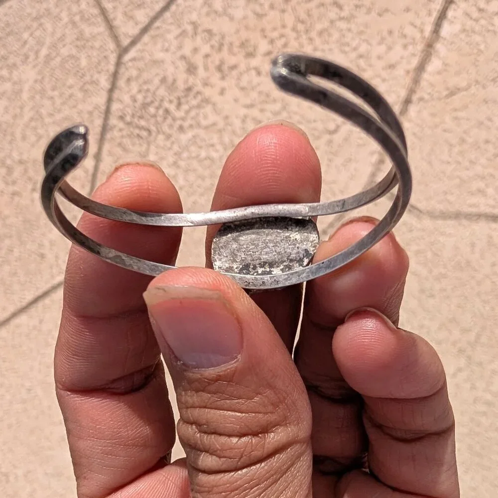 Navajo Sterling Silver & Turquoise Kids cuff Open Bracelet Native American 6.7g